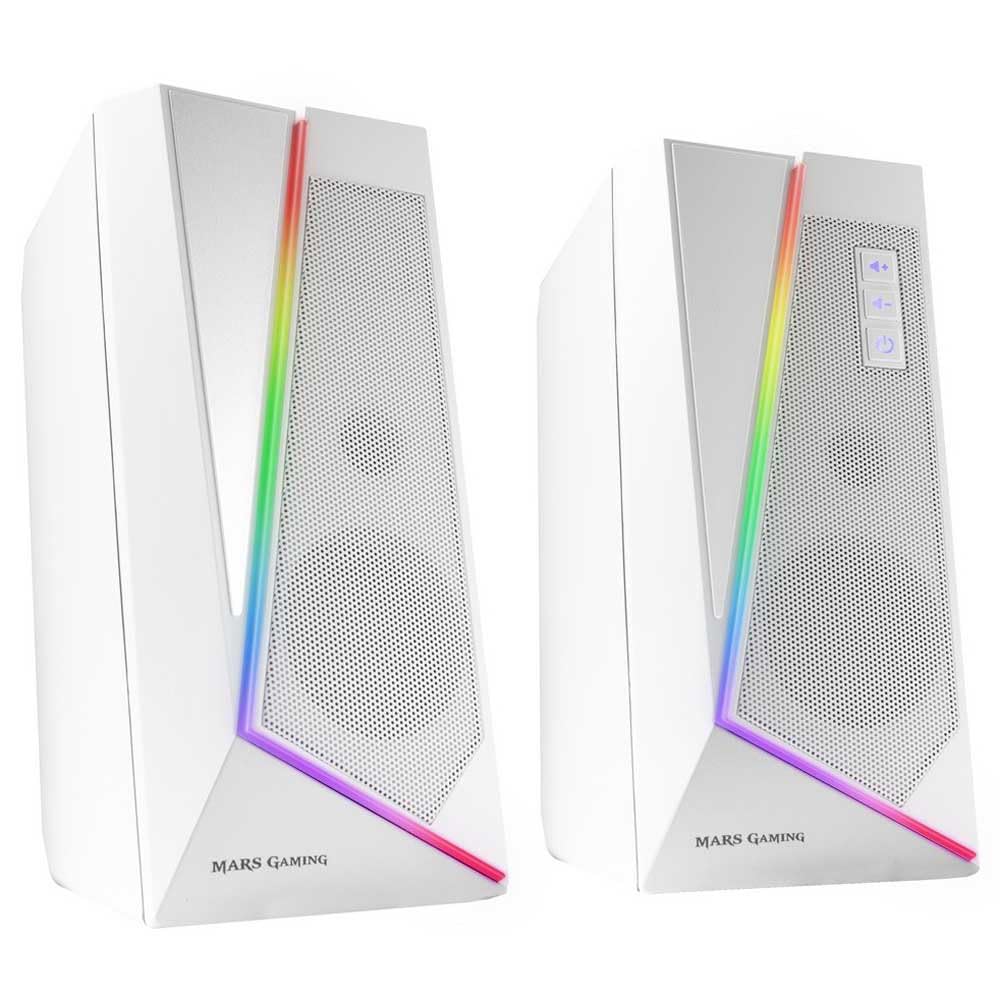 Mars Gaming MS7W, RGB Lautsprecher, Bluethooth 5.0 + Jack 3.5, DSP Sound 20W, Weiss, MS7W