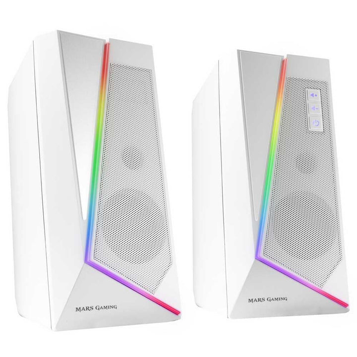 Mars Gaming MS7W, RGB Lautsprecher, Bluethooth 5.0 + Jack 3.5, DSP Sound 20W, Weiss, MS7W