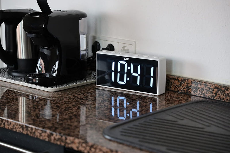 AIC Küchenradio Digital mit grossem Display, Küchenuhr, FM-Radio, Wecker, Digital Dual Alarm Clock,
