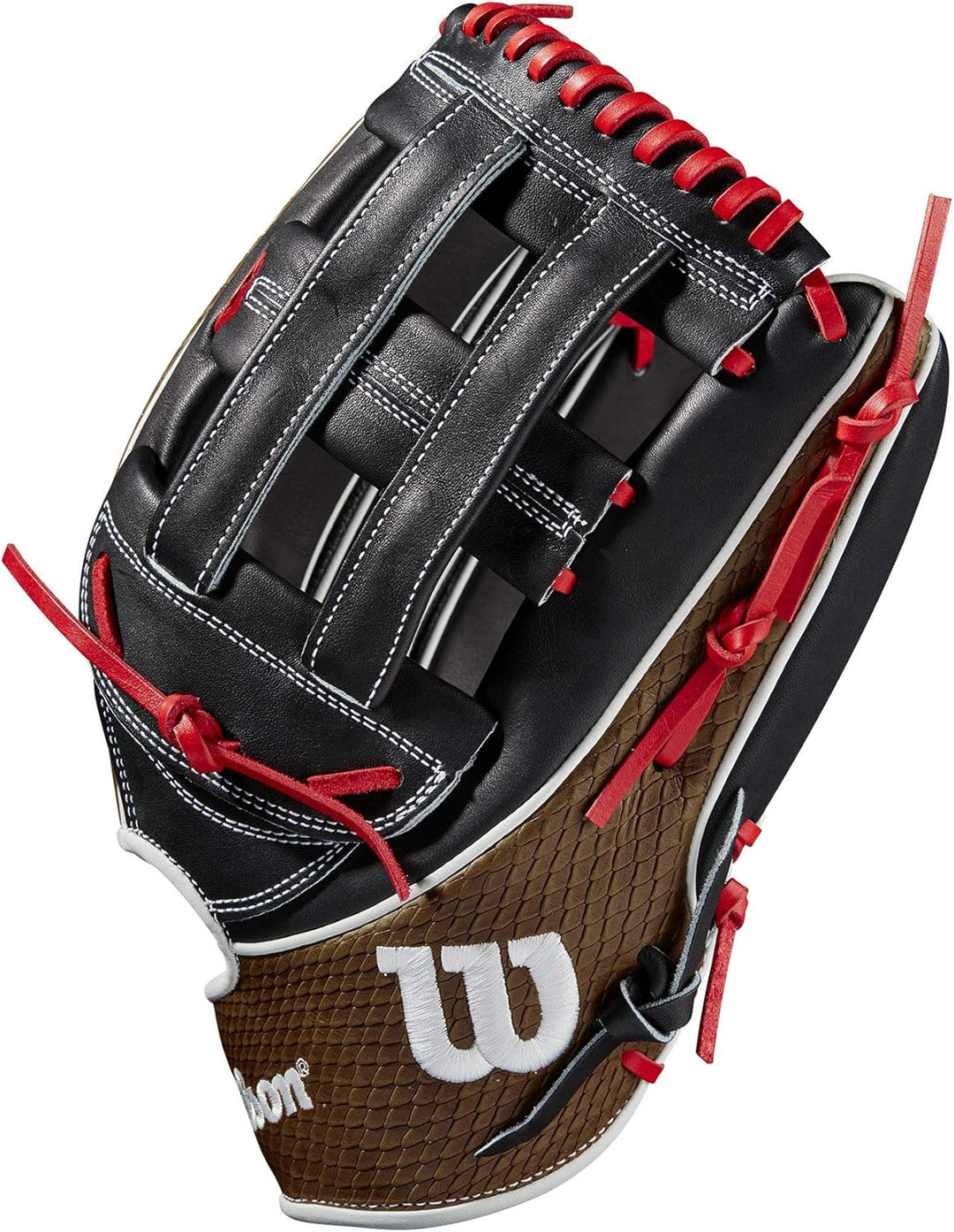 Wilson A2K Baseballhandschuh-Serie Linke Hand Wurf Outfield SuperSkin Handschuh, 32,4 cm, Schwarz/Br
