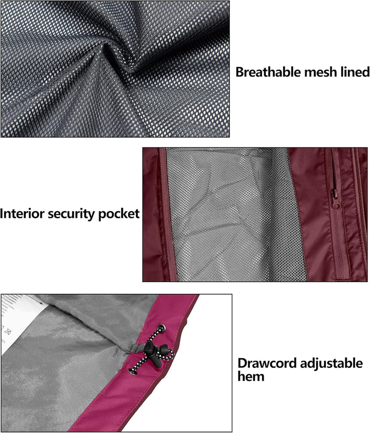 Little Donkey Andy Damen wasserdichte Regenjacke Leichte atmungsaktivem Regenjacke für Outdoor-Windb