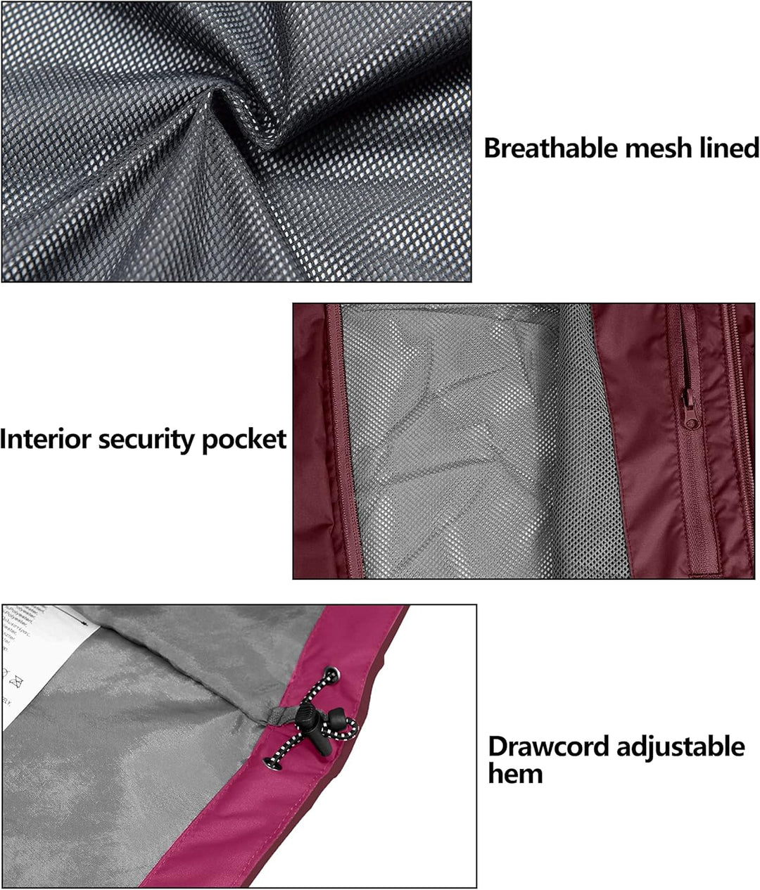 Little Donkey Andy Damen wasserdichte Regenjacke Leichte atmungsaktivem Regenjacke für Outdoor-Windb