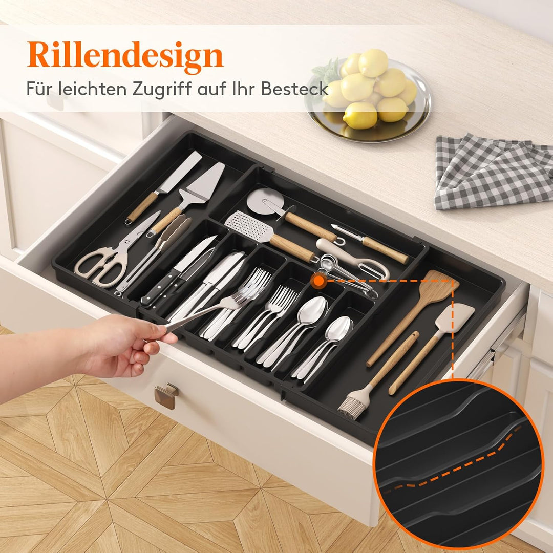 Lifewit Besteckkasten für Schubladen 40 50, verstellbarer Kunststoff Organizer Küche Tiefe 47 cm, Be