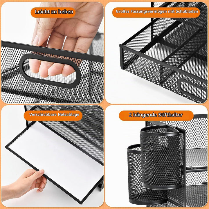 5-Fach Schreibtisch Organizer mit Schublade, Mesh Schreibtisch Datei Organizer mit Griff, Papier Sor