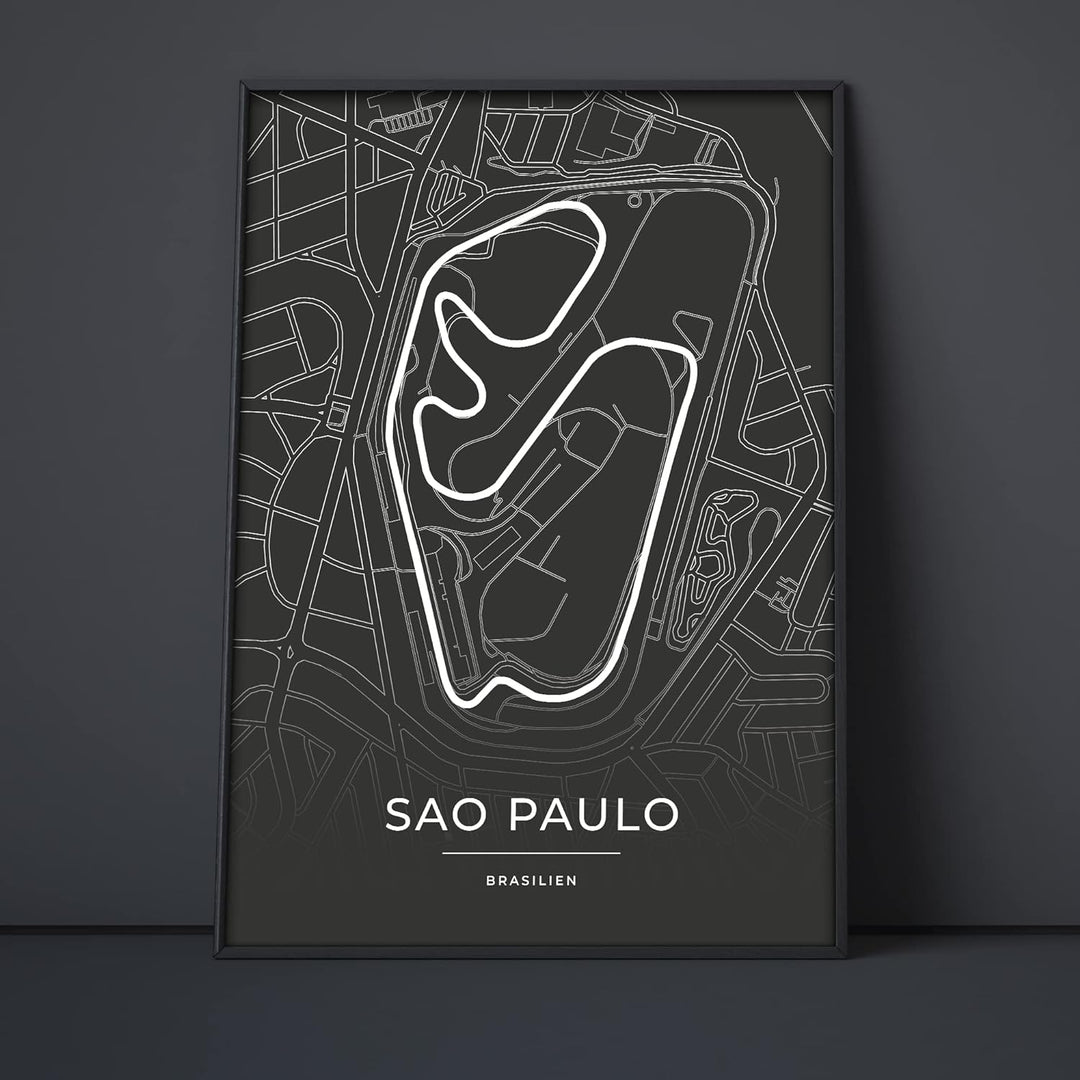Vacentures Sao Paulo Rennstrecken Poster - Geschenk für Motorsport-Fans (50x70 CM), 50x70 CM
