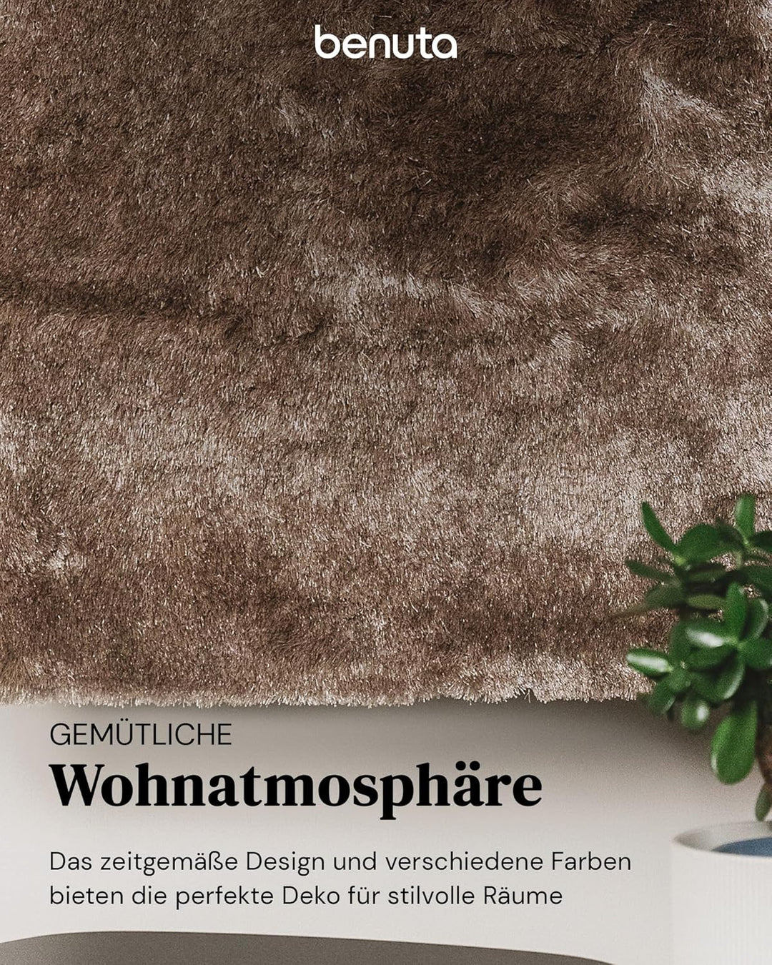 benuta Nest Hochflorteppich Whisper - Hellbraun 120x170 cm - Kuschelig Weicher Teppich für Schlaf- u