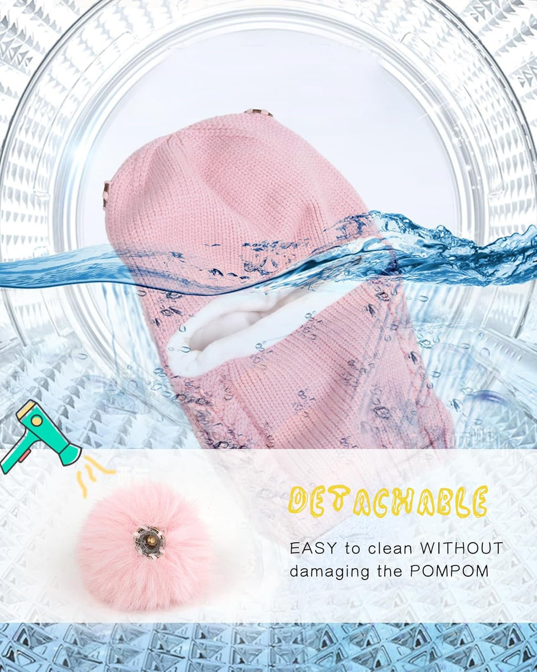 FURTALK Kleinkind Baby SchalMütze warm gefüttert Kinder Strickmütze Pom Pom Wintermütze für Mädchen