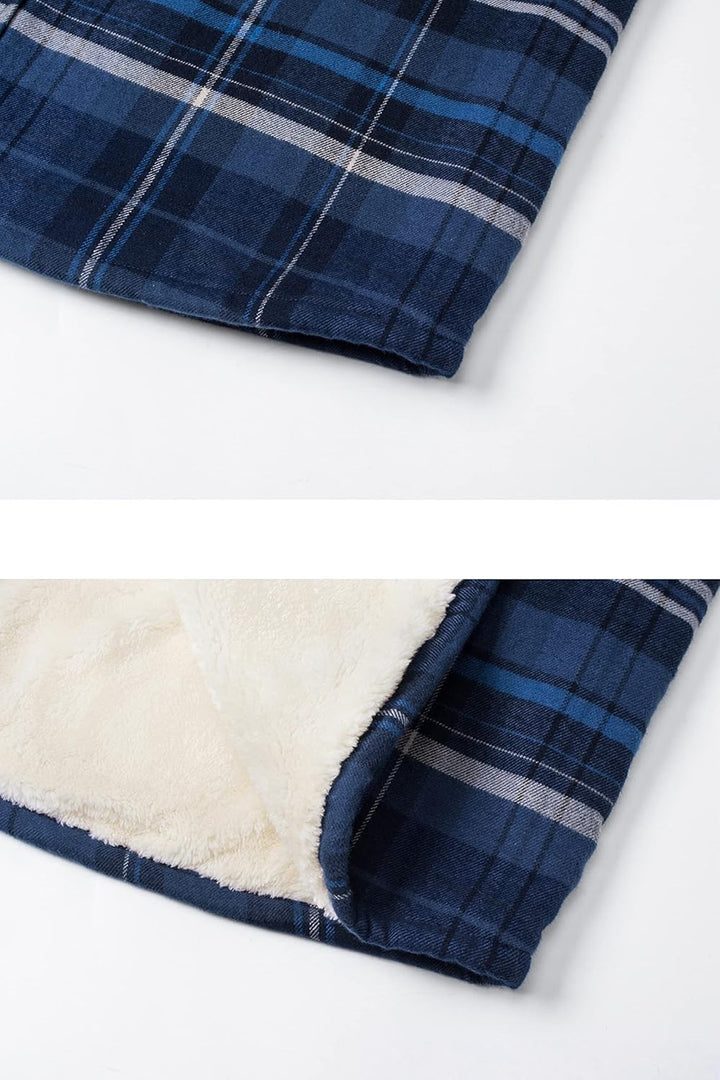 TACVASEN Herren Fleece Thermohemd Warm Flanellhemd Holzfällerhemd Winter Innenfleece Jacke S Blau Gr