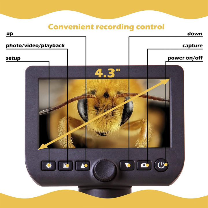 Levenhuk DTX 350 LCD Tragbares Digitales USB-Mikroskop mit 20-Bis 300-Facher Zoom-Vergrösserung für