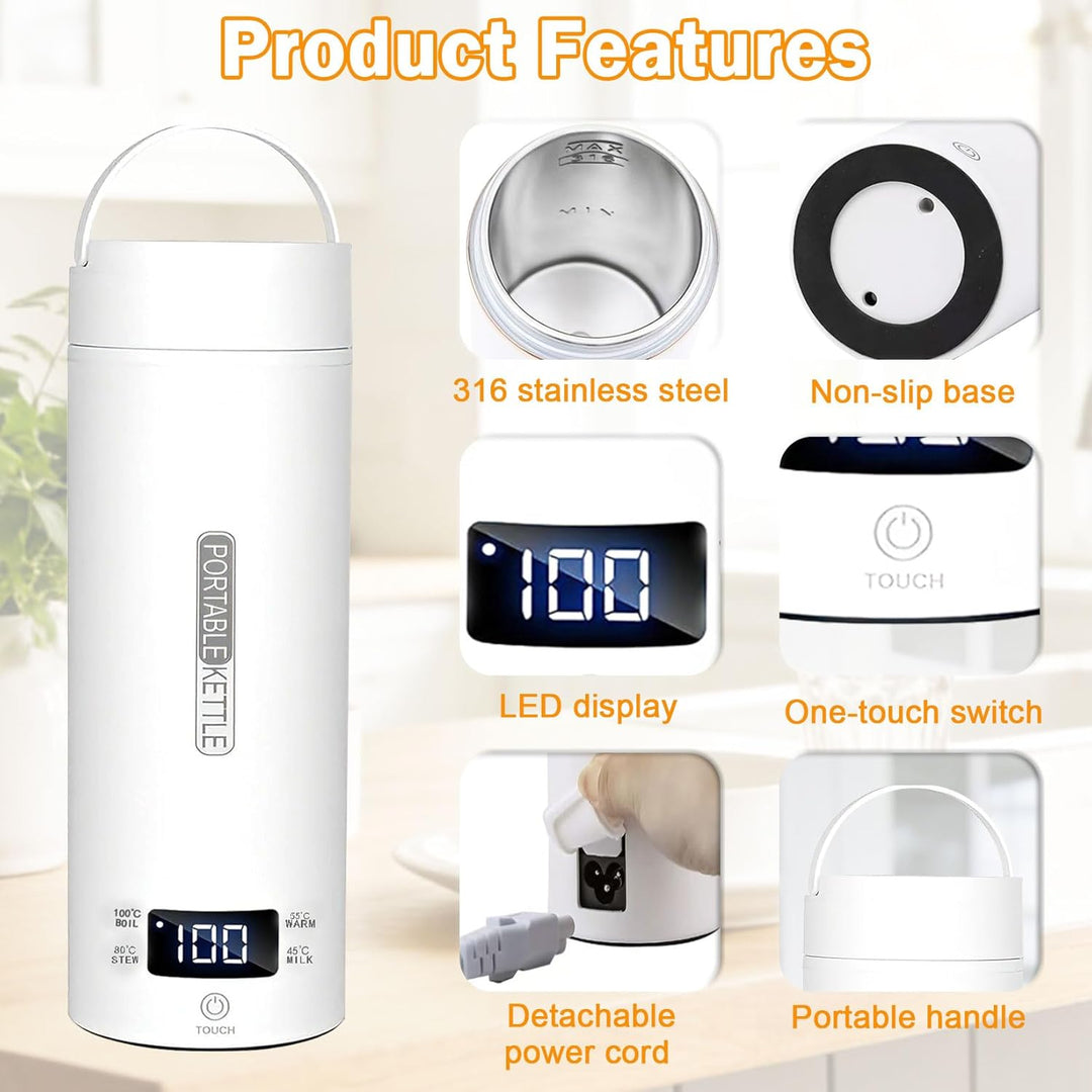 Herbst Reisewasserkocher Klein 500ML Tragbarer Reise Wasserkocher mit Temperatureinstellung Automati