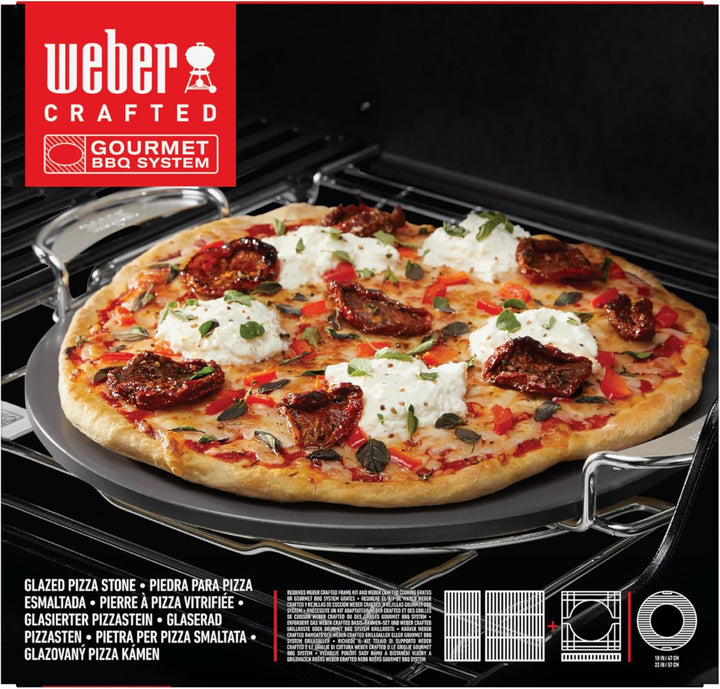 Weber Crafted Glasierter Pizzastein - hitzebeständig, speichert Wärme gleichmässig, für knusprige Pi
