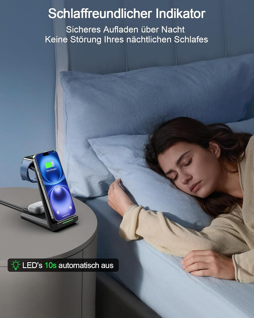 3 in 1 Induktive Ladestation,Kabelloses Ladegerät für iPhone 17/16/15/14/13/12/11/Pro Max/Mini/XS/XR