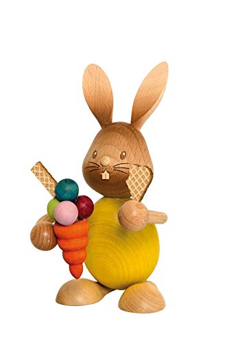 Drechslerei Kuhnert - Osterdekoration/Osterhase - Stupsi Hase mit EIS - 12cm - aus Holz - Made in Ge