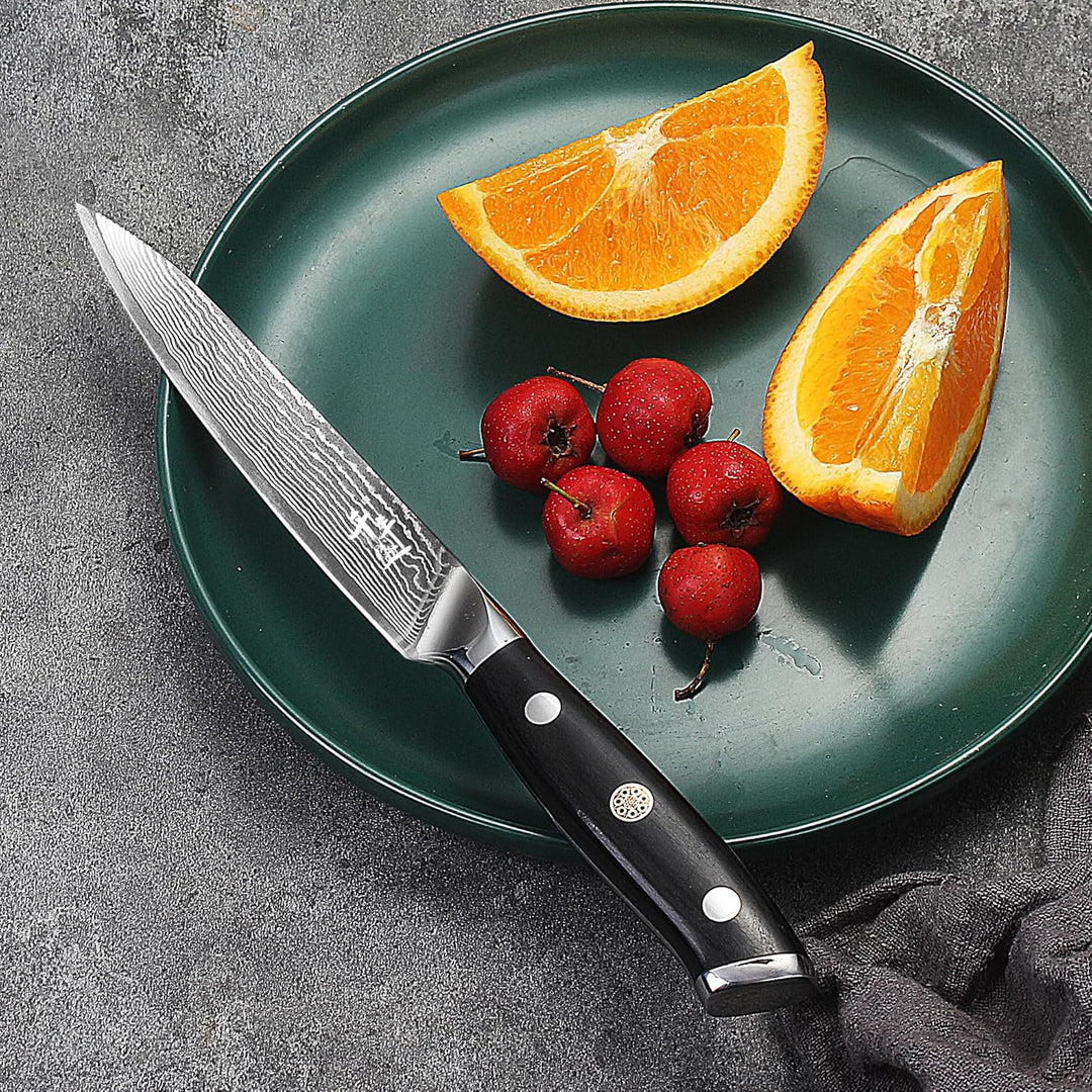 Damask Paring Knife 14.5 cm Vegetable Knife VG10 Damask Stainless Steel 15 cm, 15 cm