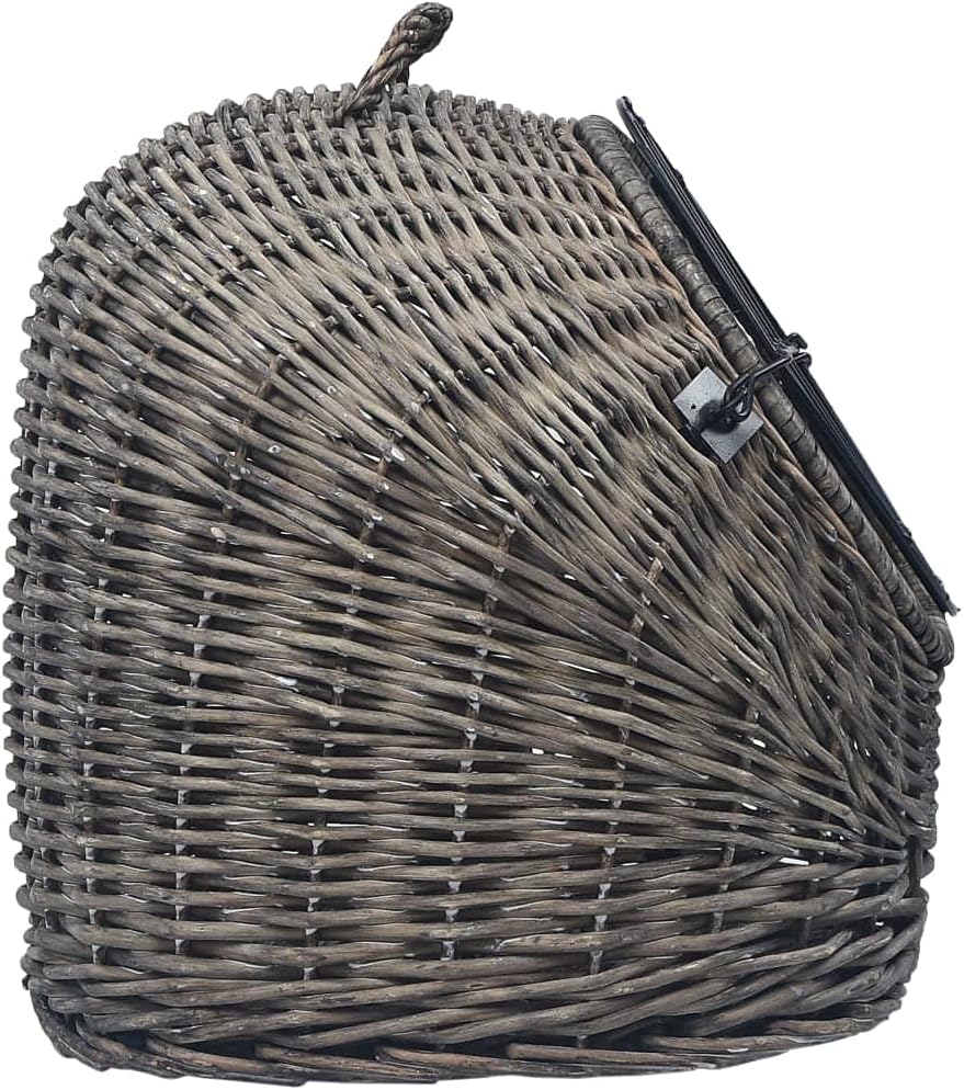 INLIFE Katzen-Transportkorb Grau 45x35x35 cm Natürliche Weide,1.85kg,170904