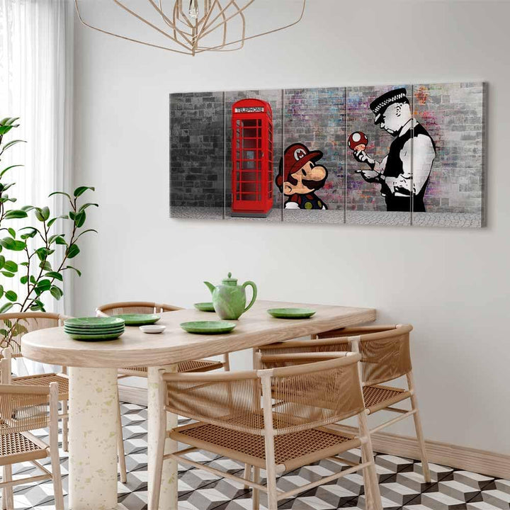 murando - Akustikbild Banksy 150x60 cm 5 tlg Bilder Akustikschaum Schallschutz Kunst Akustikpaneele