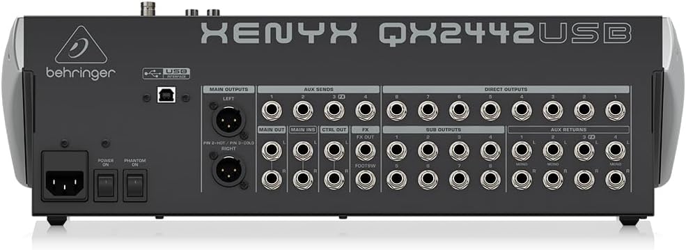 Behringer XENYX QX2442USB Premium 4/2-Bus-Mixer mit 24 Eingängen, XENYX-Mikrofonvorverstärkern und -
