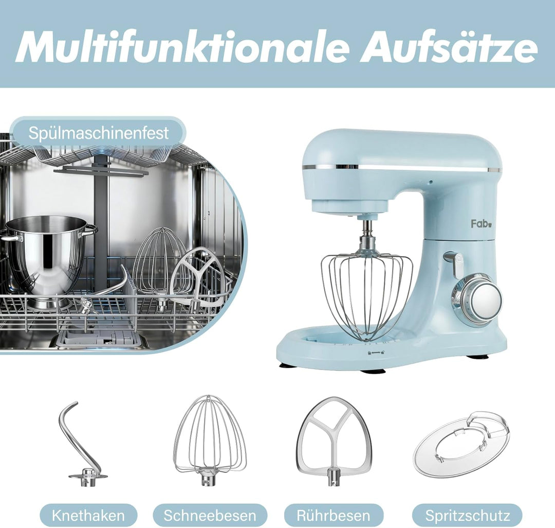 Fab-Serie 6L Küchenmaschine von Kitchen in the box, leistungsstarke Rührmaschine mit 1300W, 10 Gesch