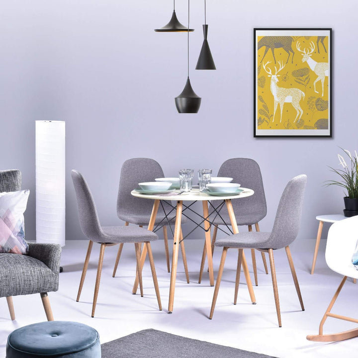 H.J WeDoo Esstisch Rund Küchentisch Modern Retro Kaffeetisch mit Buche Holz Beine Weiss 80 x 75 cm,