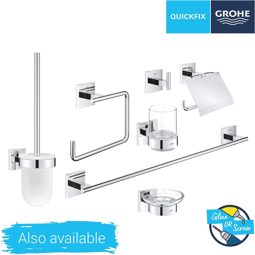 GROHE Start Cube - Glas mit Halter (verdeckte Befestigung, Material: Glas /Metall), chrom, 41097000,