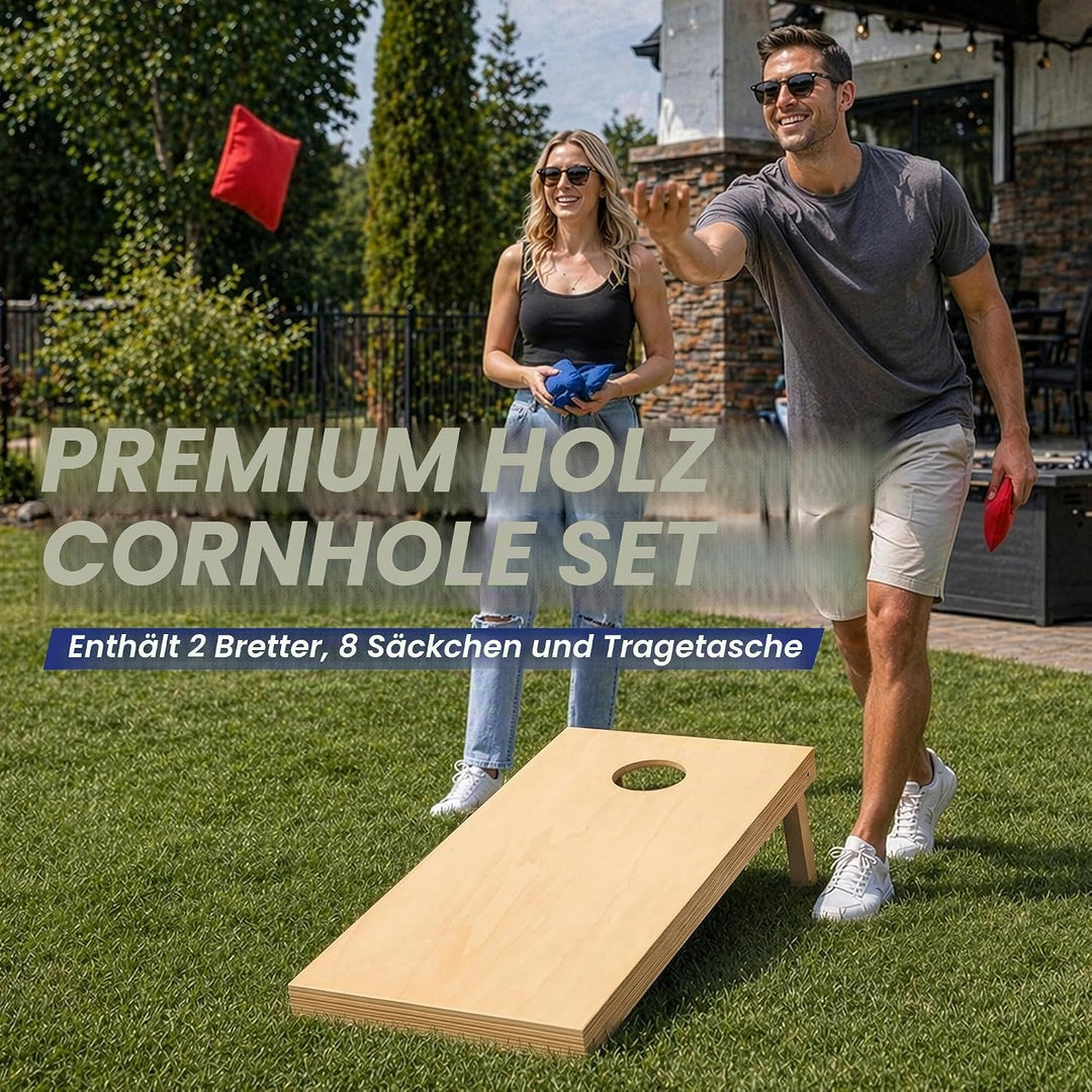 GoSports Premium-Cornhole-Sets aus Massivholz, wähle 1,2 x 0,6 m oder 91 x 61 cm, Spielbretter entha