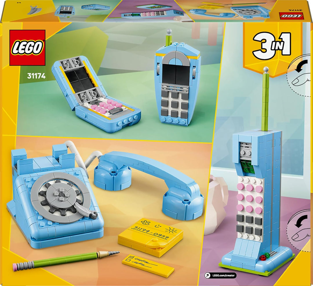 LEGO Creator 3-in-1 Retro-Telefon Spielzeug mit Wählscheibe – verwandelbar in EIN 1980er-Modell oder