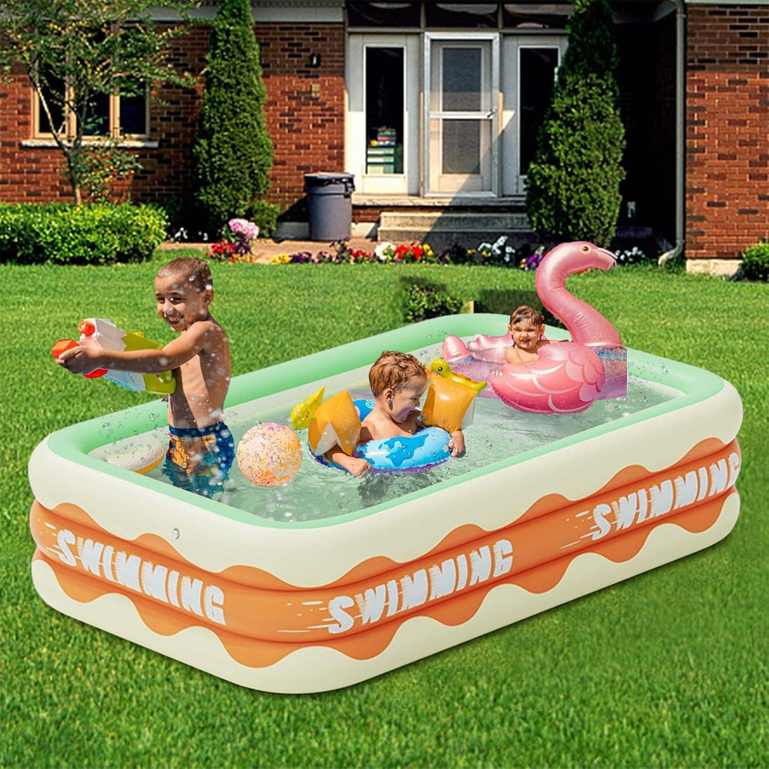 Aufblasbarer Familienpool Rectangular Pool Planschbecken Kinder Erwachsene Aufstellpool Für Partys G