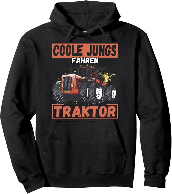 Coole Jungs fahren Traktor Trecker Junge Kinder Pullover Hoodie