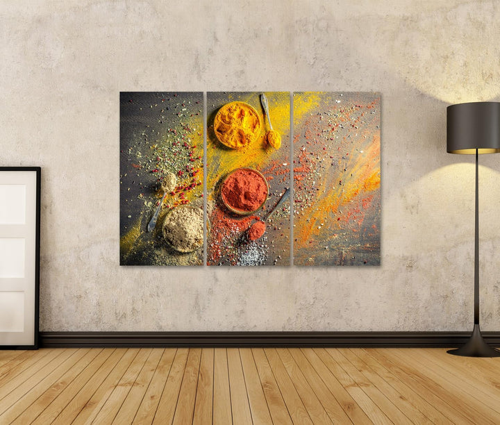 islandburner Bild auf Leinwand Vivid Gewürze Und Kräuter Auf Altem Tisch Bilder Wandbilder Poster Le
