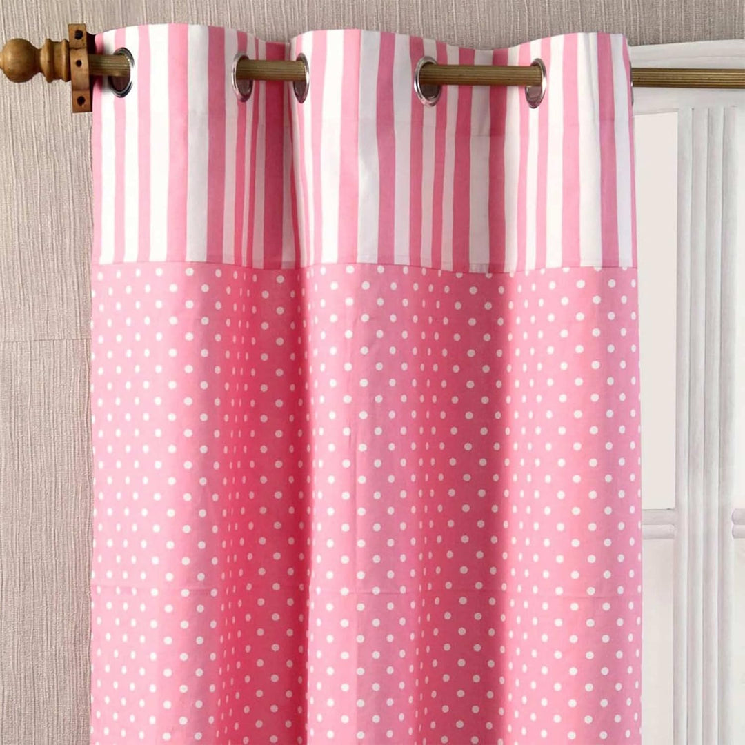 Homescapes Kindervorhang Mädchen Kinderzimmer Ösenvorhang Dekoschal Polka Dots 2er Set rosa weiss 13
