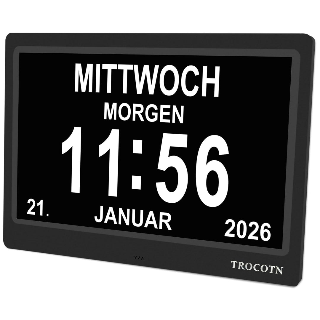 TROCOTN 10 Zoll Digitale Uhr Tagesuhr Grosses Display Wecker Wanduhr (schwarz) 10 Zoll Schwarz, 10 Z