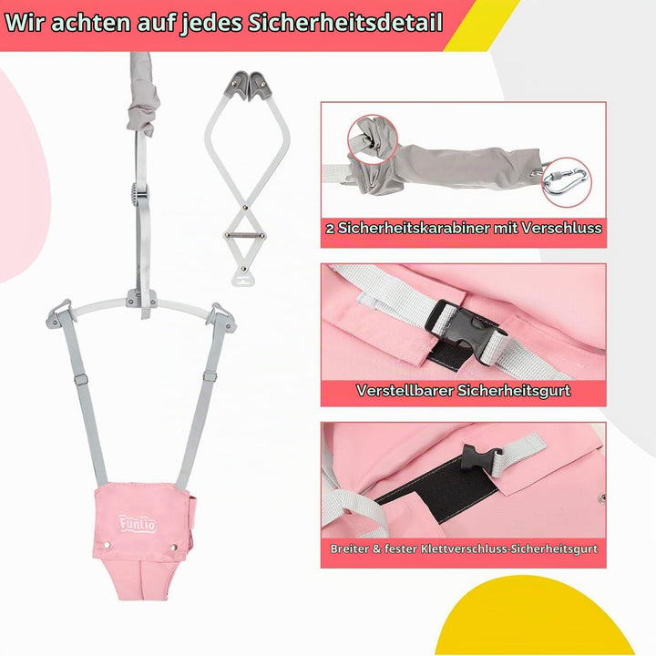 FUNLIO 2-in-1 Baby-Türspringer mit Türklemme und Laufgurt für 6-24 Monate. Stabiler Sprungmechanismu