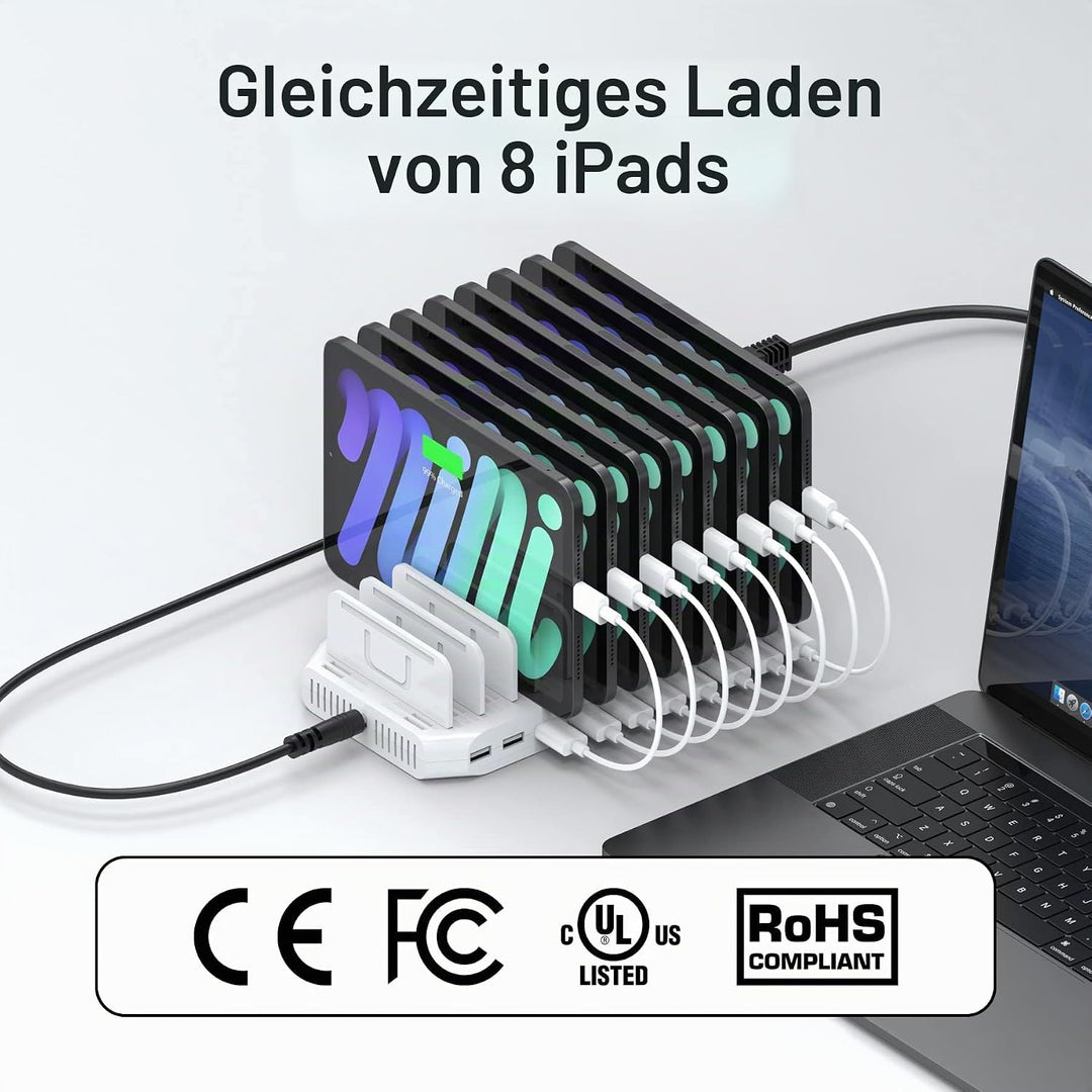 Unitek 96W 10 Ports USB Ladestation für mehrere Geräte mit 2*QC3.0 und Smart IC Organizer für Handys