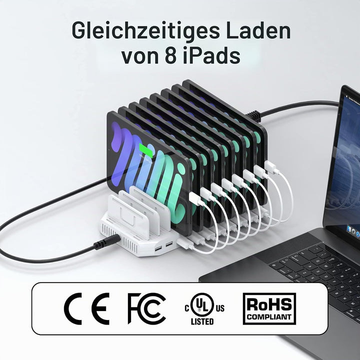 Unitek 96W 10 Ports USB Ladestation für mehrere Geräte mit 2*QC3.0 und Smart IC Organizer für Handys