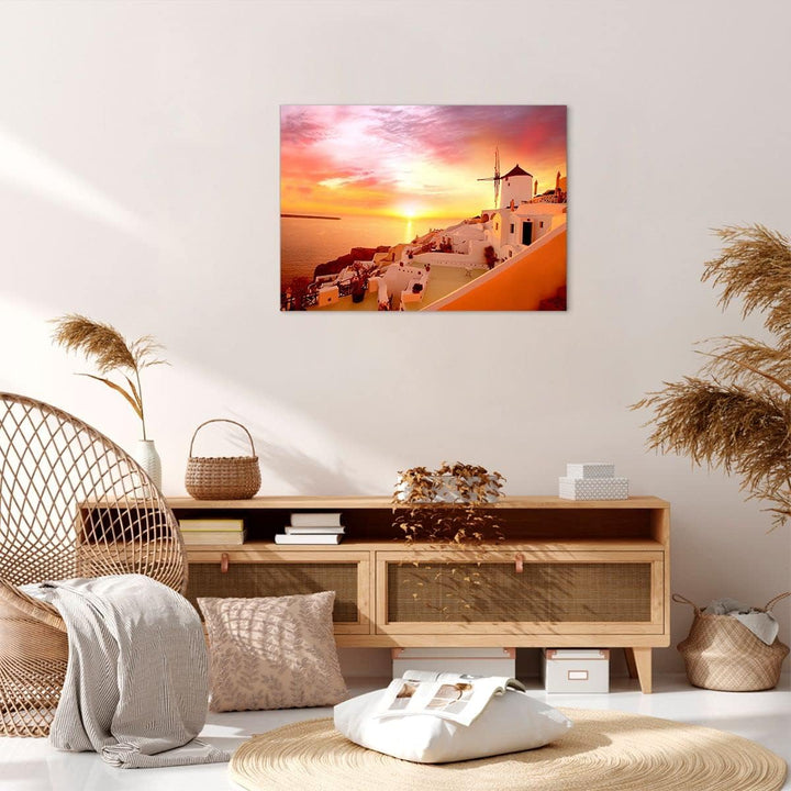 Bilder auf Leinwand Santorini Griechenland Urlaub Leinwandbild 70x50cm Wandbilder Dekoration Wohnzim