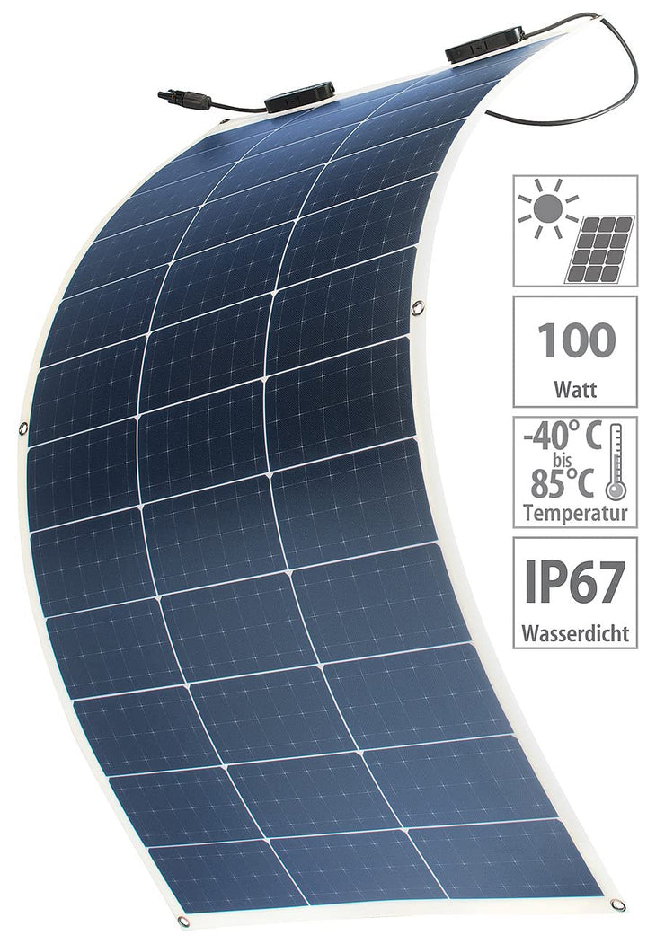 revolt Solarmodul flexibel: Ultraleichtes flexibles Solarmodul für MC4, salzwasserfest, 100W, IP67 (