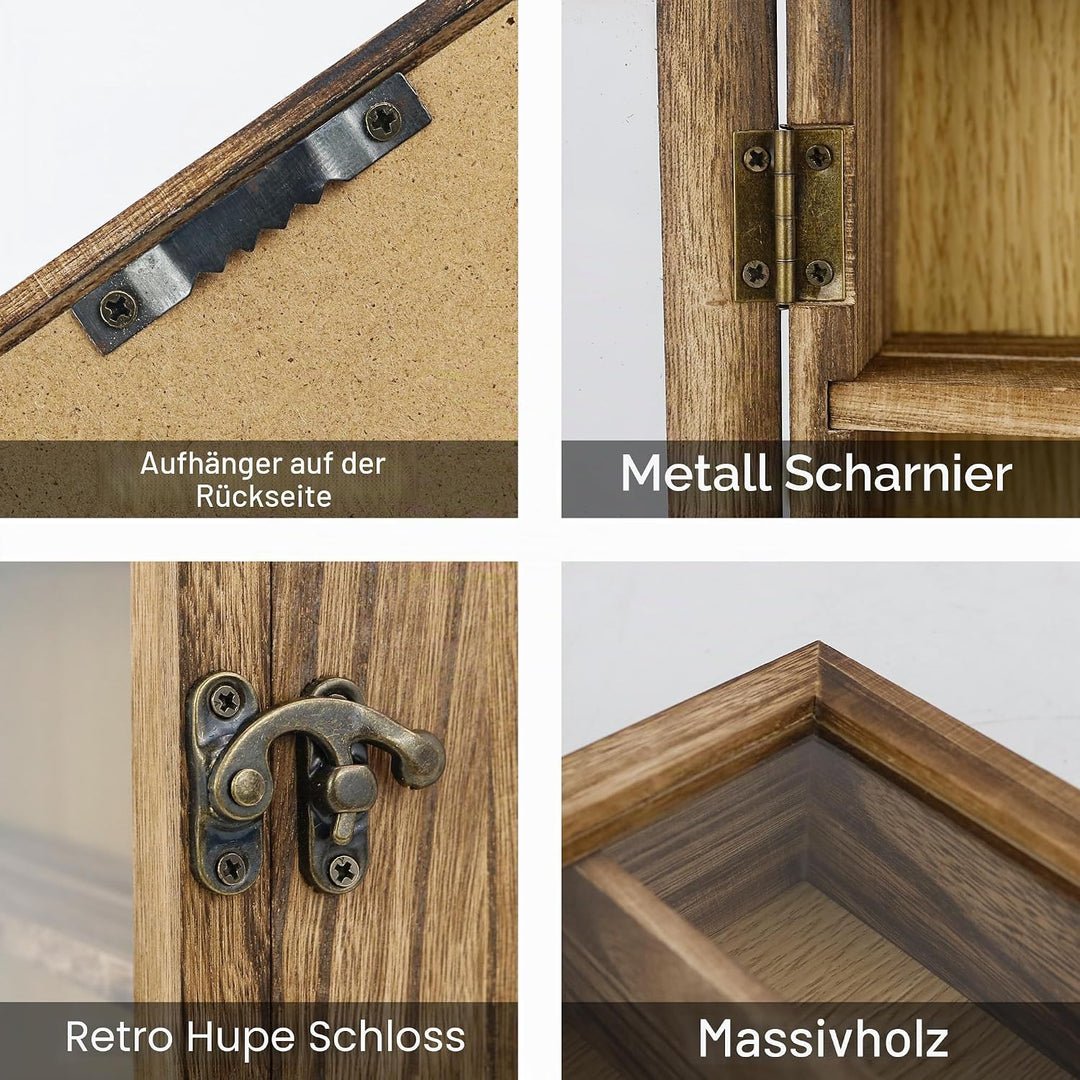 Grosse Schattenbox Vitrine Rahmen mit Glasfenstertür 3D Bilderrahmen Erinnerungsstücke Medaillen Eri