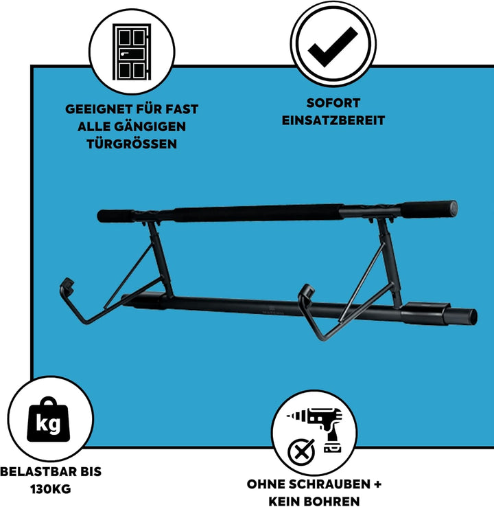 MATCHU - Pull up bar PRO - Klimmzugstange - Keine Schrauben - Rutschfest - Im Türrahmen - Aluminium