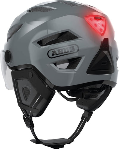 ABUS Stadthelm Pedelec 2.0 ACE - Fahrradhelm mit Rücklicht, Visier, Regenhaube, Ohrenschutz - für Da