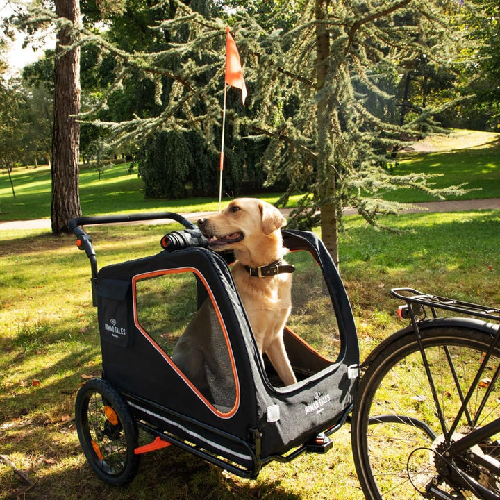 Fahrradanhänger & Jogger für Hunde bis 45 KG | 2 in 1 | Grosse Fenster & gepolsterte Liegematte | Ma