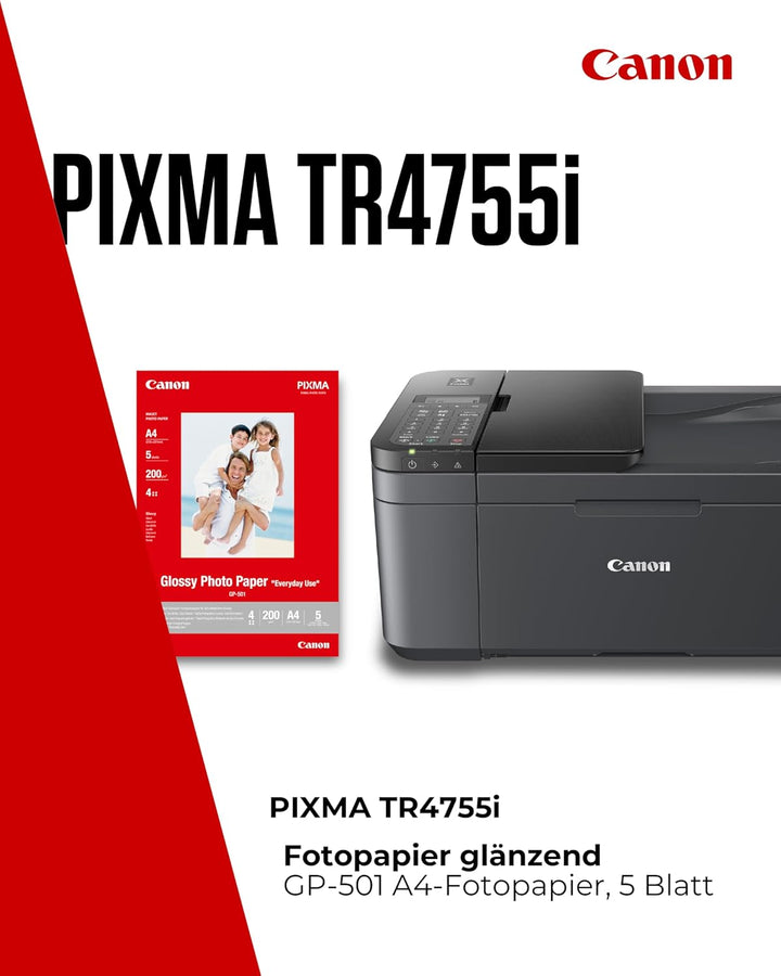 Canon PIXMA TR4755i Multifunktionsdrucker 4in1 (Tintenstrahl, Drucken, Kopieren, Scannen, Faxen, A4,