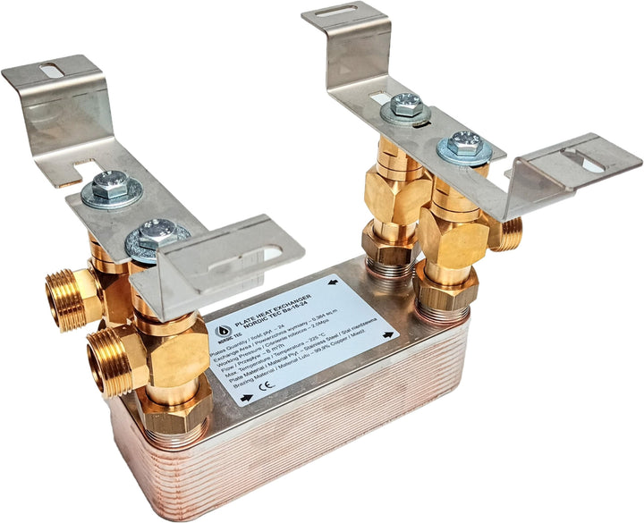 Edelstahl Plattenwärmetauscher Wärmetauscher Nordic Tec Ba-16-24 24 Platten 100kW 1” mit Wandbefesti