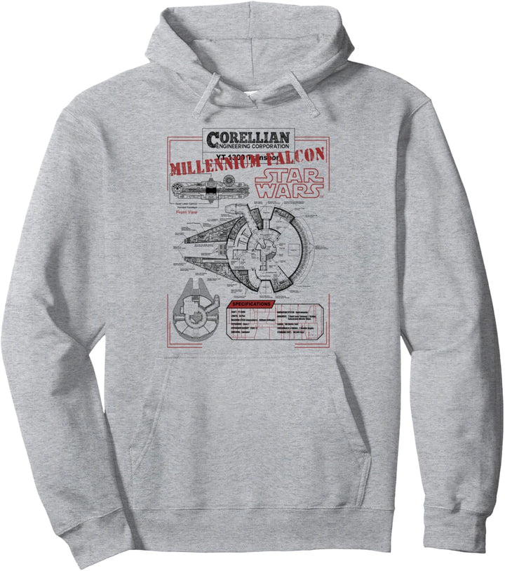 Star Wars Millennium Falcon Schematics Stamp Pullover Hoodie
