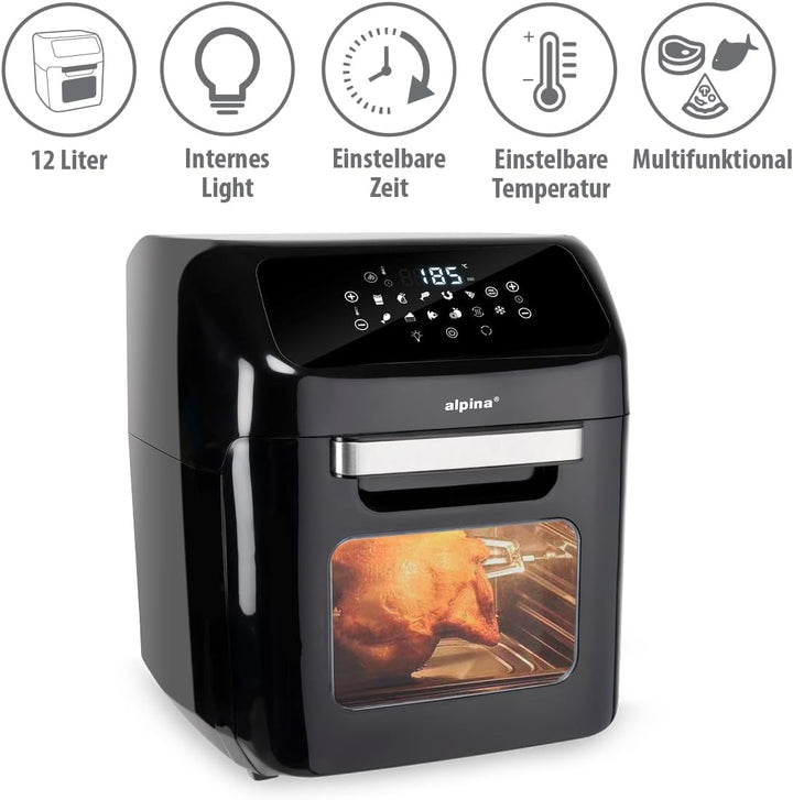 alpina Heissluftofen und Heissluftfritteuse - Airfryer - Digitale Zeit- und Temperaturkontrolle - 18