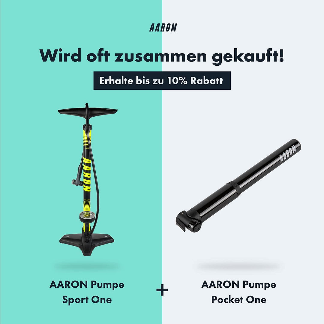 AARON Sport One – Fahrradpumpe für alle Ventile mit Manometer - Standpumpe für Rennrad, E-Bike, Moun