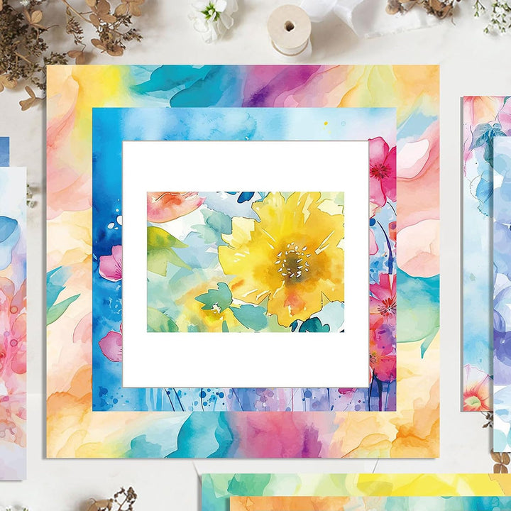 Scrapbook Papier 30x30 cm Scrapbook Bastelpapier mit Blumen Muster, Bunt Scrapbooking Papier Frühlin