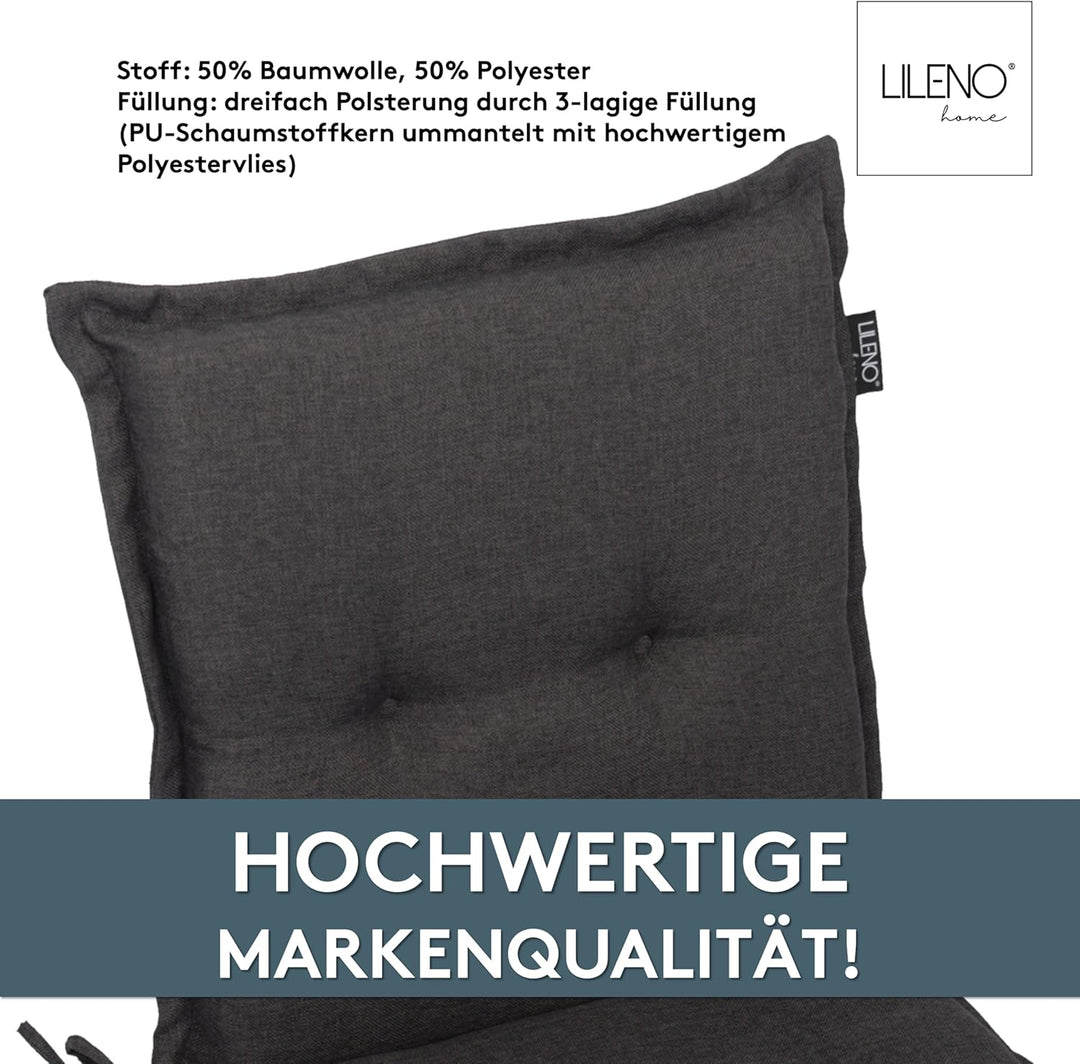 LILENO HOME Gartenstuhl Auflagen als [2er Set - Niedriglehner] in Anthrazit Y - bequeme Liegen als S