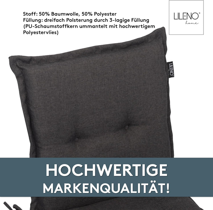 LILENO HOME Gartenstuhl Auflagen als [2er Set - Niedriglehner] in Anthrazit Y - bequeme Liegen als S