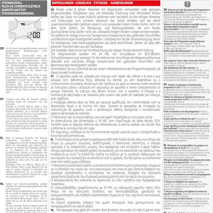 Claber Aqua-Home 4-6-8, Bewässerungscomputer für 8 Bewässerungskreise Einzelbett, Einzelbett