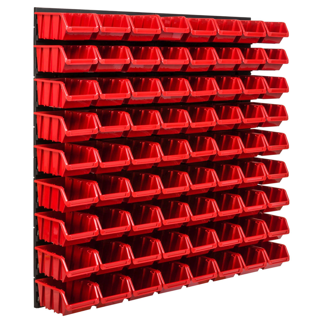 Lagersystem Werkstattregal | 78 x 78 cm | 72 stck. Box | Wandregal mit Stapelboxen - Wandplatten Ext